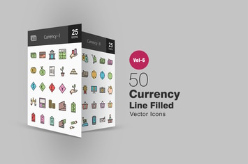 50 Currency Filled Line Icons