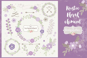 Purple floral wreath clipart