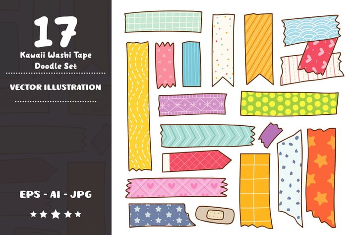 Kawaii Washi Tape Doodle Set