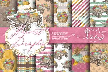 Harvest Pumpkin digital paper pack