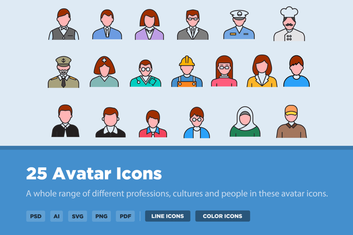 25 Avatar Icon Set