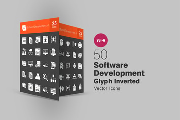 50 Software Development Glyph Inverted Icons