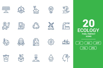 Flat line icons design - Ecology