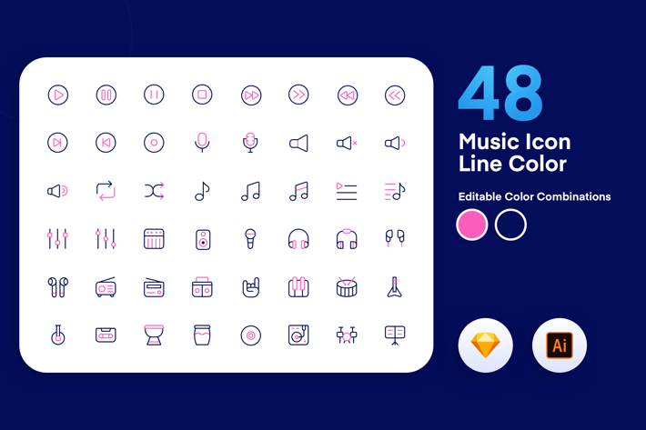 Music Icon Line Color 