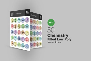 50 Chemistry Filled Low Poly Icons