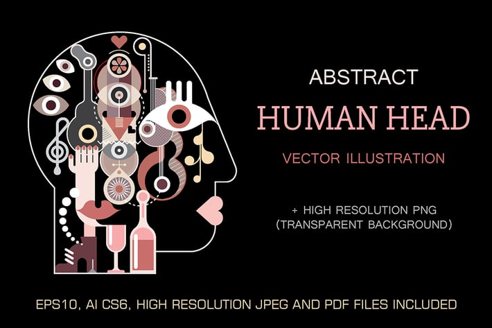Abstract fine art Human Head vector illustration