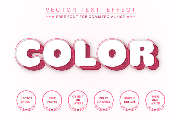 Cut pink - editable text effect,  font style
