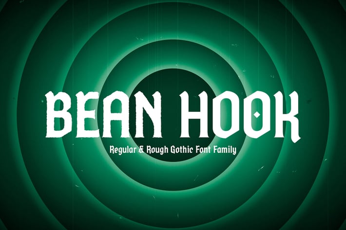 Bean Hook - Wood Type Gothic Flare Rough & Inline