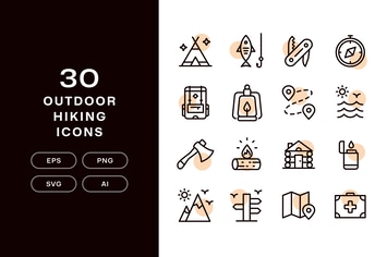 30 Hiking Outdoors Icons