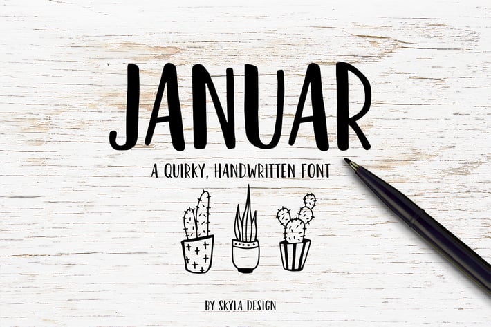 Quirky handwritten font, Januar