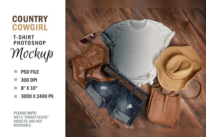Country Smart Layer T-Shirt Mockup Flatlay Display