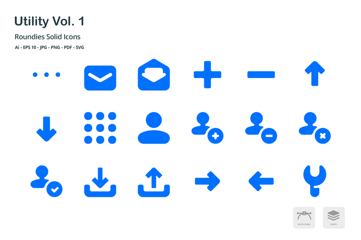 Utility Roundies Solid Glyph Icons