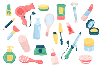 Beauty Routine Accessory Isolated Elements Set