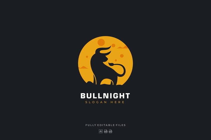 Bull and Moon Logo Template