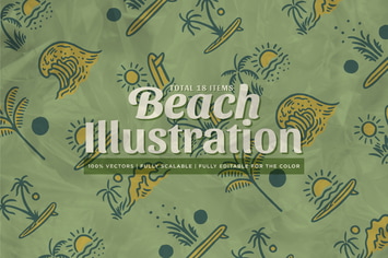 Beach Illustration - Vintage Style - TW