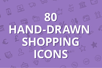 80 hand-drawn shopping icons