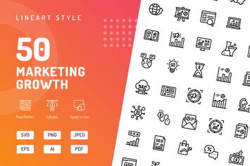 Marketing Growth Line Icons