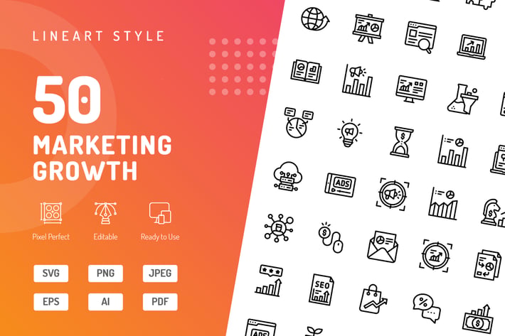 Marketing Growth Line Icons