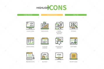 Programming - modern line design style icon set