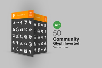 50 Community Glyph Inverted Icons