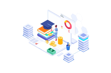 Fund Higher Education Isometric Illustration - FV
