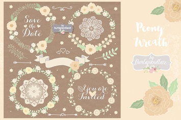 Peony Wreaths Vector