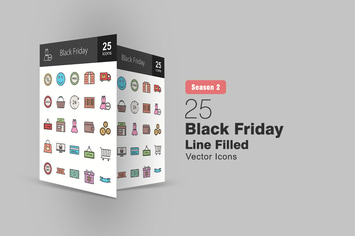  25 Black Friday Filled Line Icons