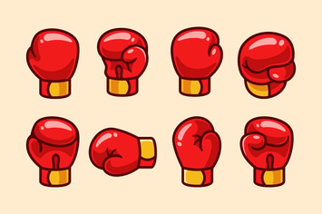 Set of Cartoon Boxing Gloves