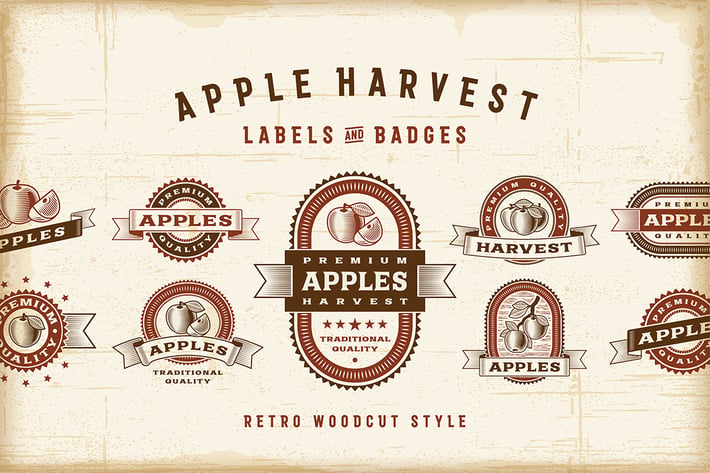 Vintage Apple Labels Set