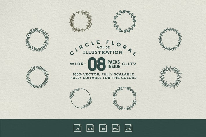 Circle Floral Illustration Vol.02