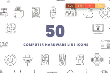 Computer Hardware Line Icons