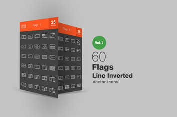 60 Flags Line Inverted Icons