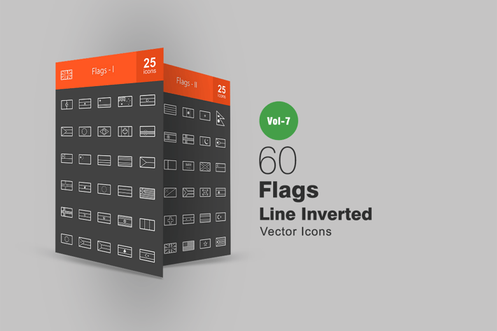 60 Flags Line Inverted Icons