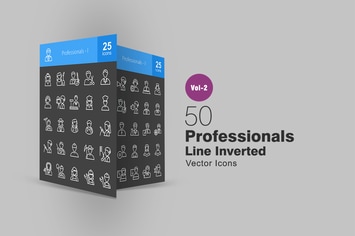 50 Professionals Line Inverted Icons