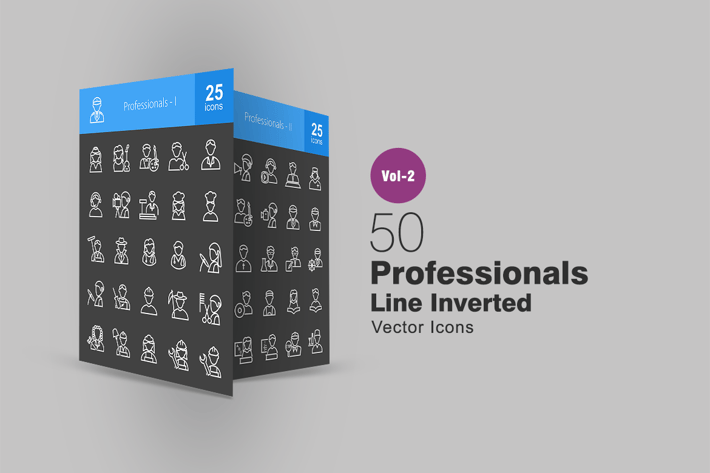 50 Professionals Line Inverted Icons