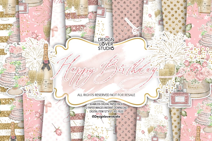 Happy Birthday digital paper pack