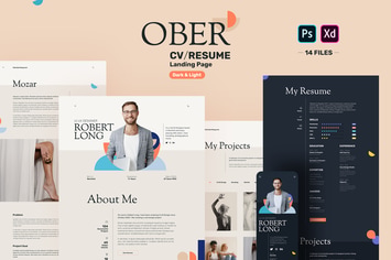OBER - Resume CV Landing Page PSD & XD Template