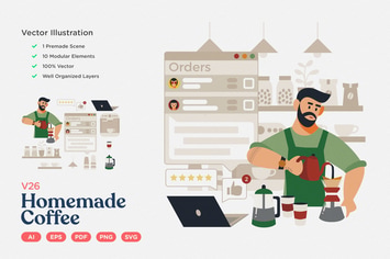Culinary Vector Illustration: Homemade Coffee