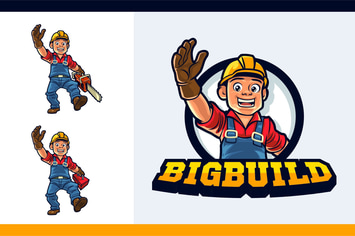 Cartoon Friendly Logger Mascot Character Logo