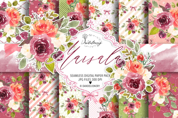 Watercolor Marsala digital paper pack