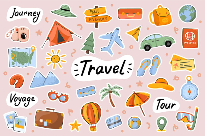 Travel Cute Stickers Set