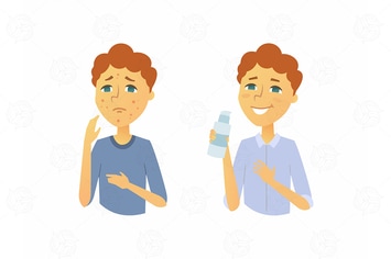 Before and after skin treatment - illustration