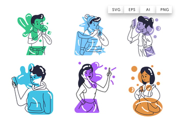 Character talking on the phone - flat illustration