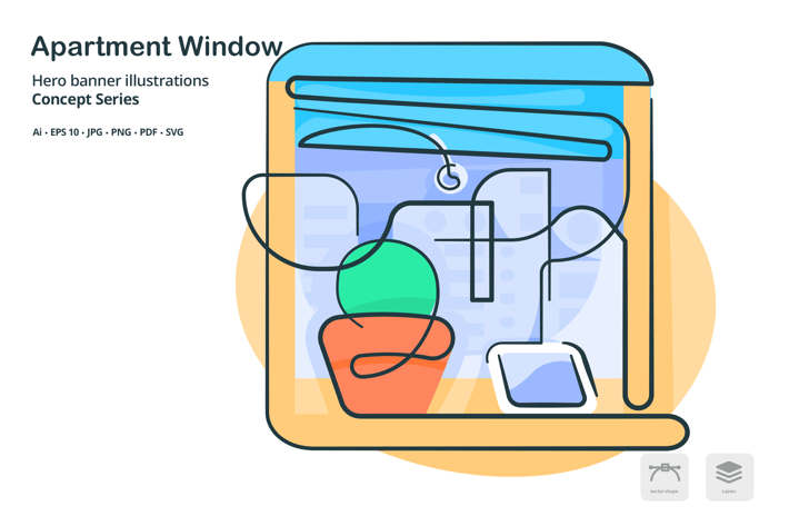 Apartment Window Vector Illustration