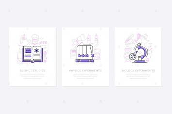 Science and education - line design style banners 