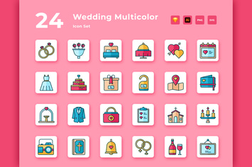 24 Wedding Multicolor Icon Pack