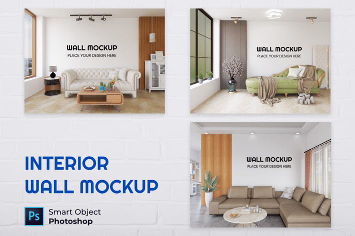 Interior Living Room Wall Mockup