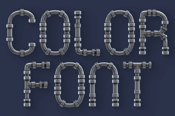 Chromium Pipes - 3D Color SVG Font