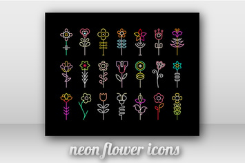 Neon Flower Vector Icons