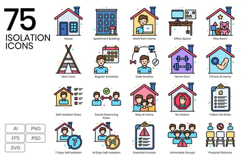 75 Isolation Line Icons